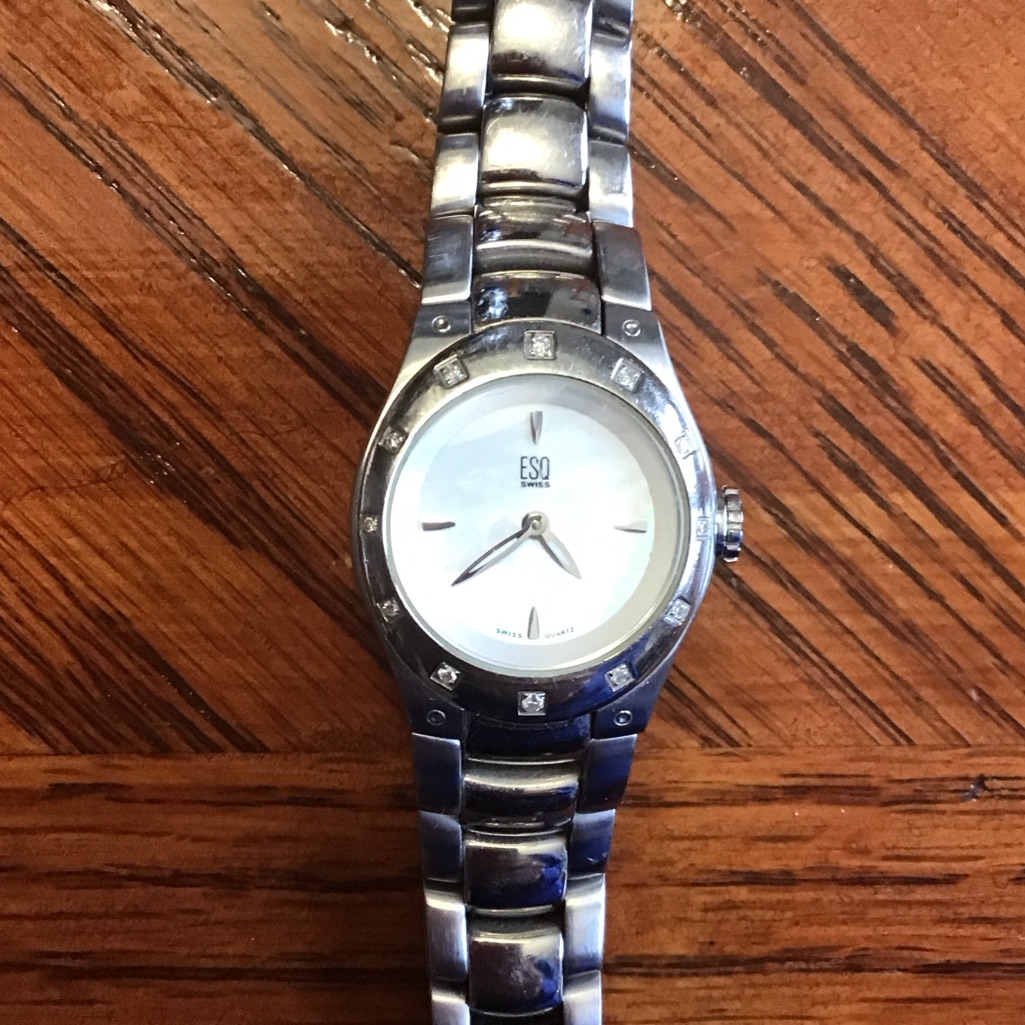 Esq Silver Watch With Diamond Accents
